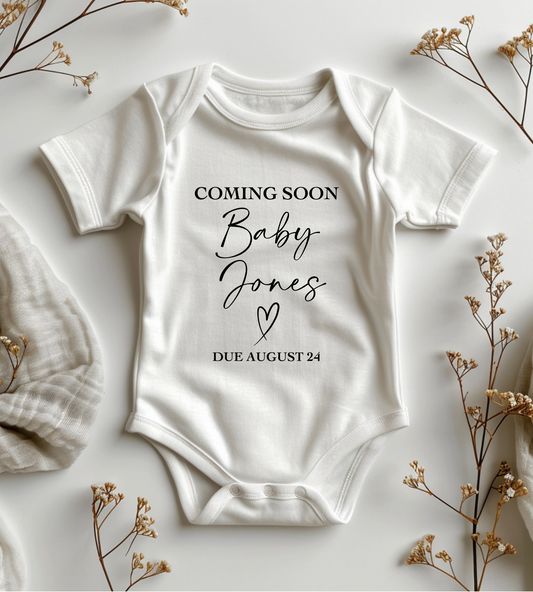 Personalised - Coming Soon Baby Vest