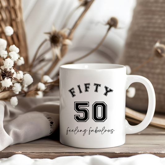 Personalised Fifty & Fabulous Mug